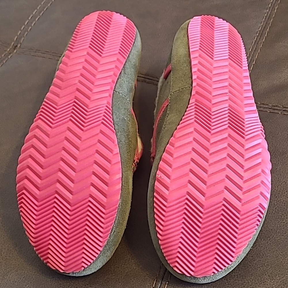 Sorel Tremblant II Pink Green Suede Furry Moccasins Slippers Wmn 10 Comfy Casual - Picture 9 of 9